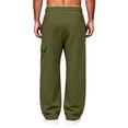 thumbnail image 4 of Mens Cargo Sweatpants with Multiple Pockets Casual Elastic Waist Drawstring Relaxed Fit Fashion Wide Leg Joggers Army Green L, 4 of 7