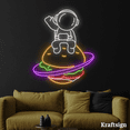 thumbnail image 2 of Craftnamesign Astronaut Sit On Planet Neon Sign, Burger Shop LED Signage, 2 of 4