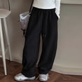 thumbnail image 7 of Kiijoy Sweatpants for Little Girls Baggy Drawstring Straight Athletic Pants, Black, Sizes 5-6, 7 of 7