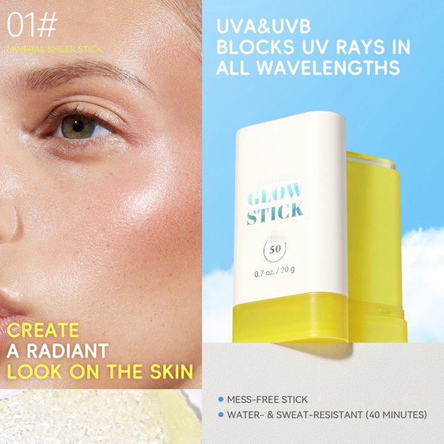 Xihbxyly Protector Solar En Barra, Protector Solar Facial Ligero y Translúcido, Hidratante y Anti-Uv, para Piel Normal, Mixta, Seca, Grasa y Sensible, Protección Durante Todo El Día, 20 G Netos