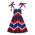thumbnail image 5 of Gubotare American Flag Dress Girls Sleeveless Dress Round Neck Button Ruffle Hem Dresses with Belt (Watermelon Red,3-4 Years), 5 of 5