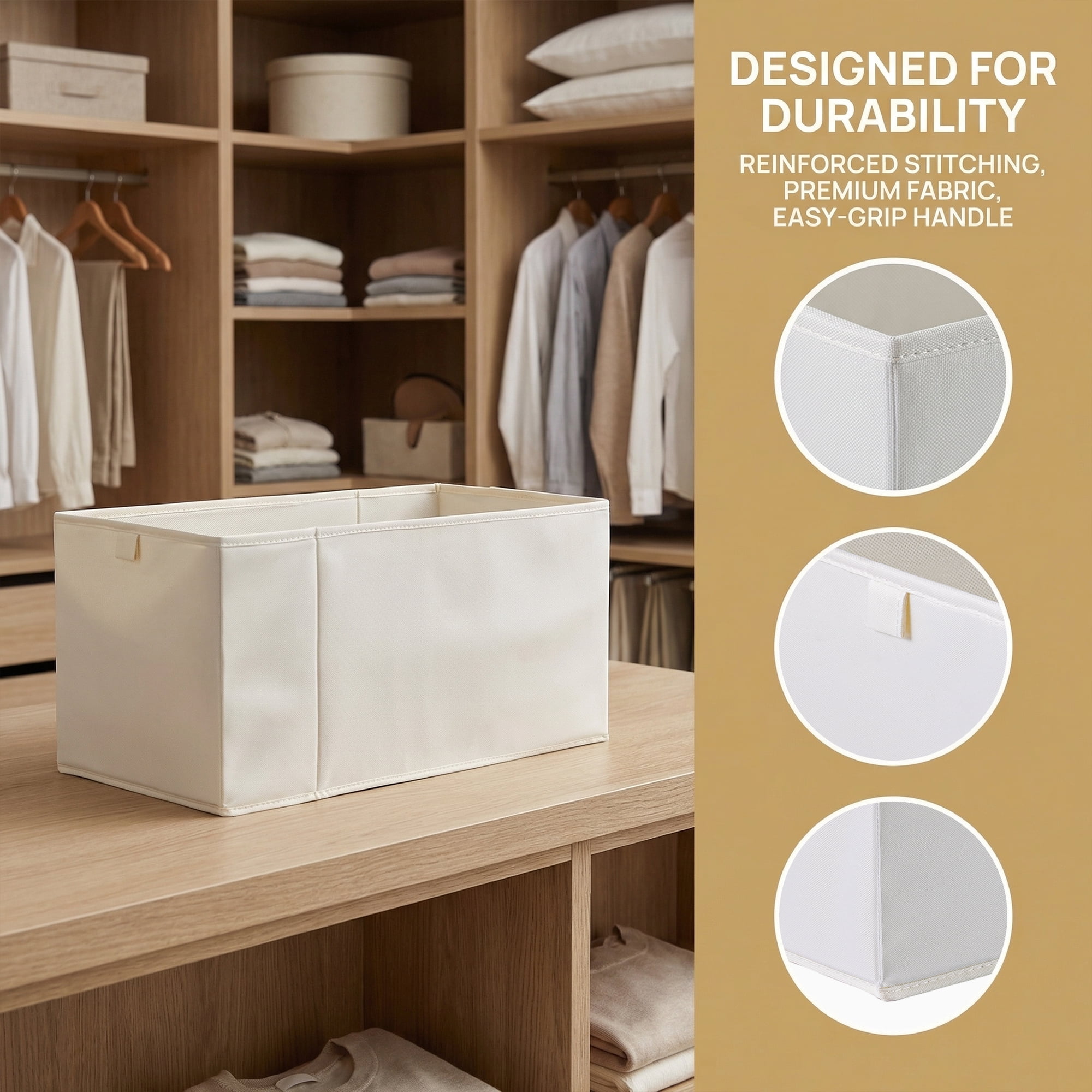 Unique Bargains 3pcs Storage Cube Fabric Storage Bin White 18.5*9.8*9.8in