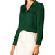 thumbnail image 5 of CAMISAS ELEGANTES PARA MUJER INSPIRADAS CHIC, CON CUELLO PUNTA V Y MANGAS LARGAS, BLUSA DE SATÉN SUAVE, TALLA XS, VERDE OSCURO, 5 of 8