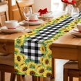 thumbnail image 5 of Summer Sunflowers Table Runner 90 Inches, Rustic Botanical Flowers Black Plaid Bed Runner Dresser Scarves Tabletop for Indoor Outdoor Parties/Ceremony/Banquet, 13" x 90", 5 of 9