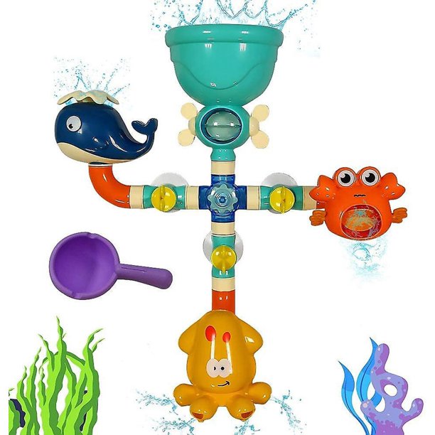 Juguetes de baño para niños de 3, 4 y 5 años, niños pequeños, niñas, juguetes para bañera infrant, giro y flujo de llenado de cascada, juego de juguetes interactivos para tuberías