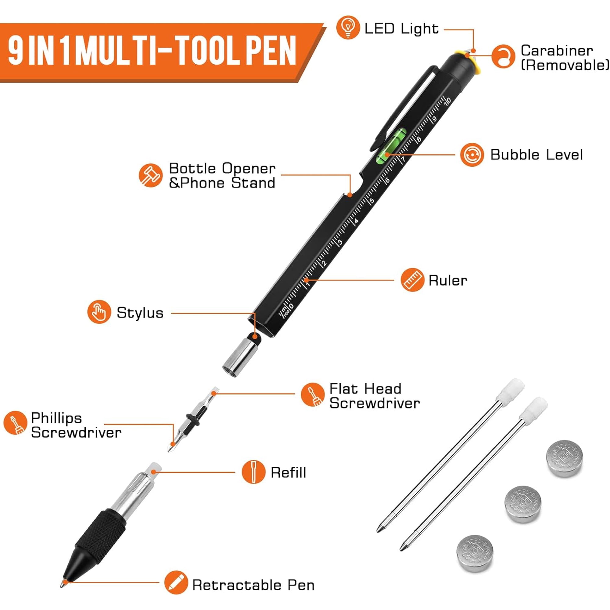 LABAKUI-Stocking Stuffers for Men Dad Husband Him Adult 9 in 1 Multitool Pen