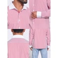 thumbnail image 7 of DARING DIVA Men's Striped Button Down Long Sleeve Stretch Shirts S Red, 7 of 7