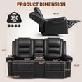 thumbnail image 3 of COSVALVE PU Leather Electric Massage Reclining Loveseat Chair Two-Seater Sofa Lumbar Heating with Cup Holders,Remote Control(Black), 3 of 19