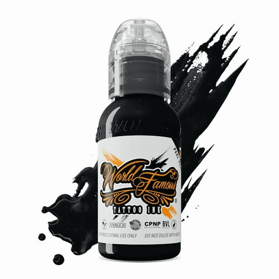 World Famous Tattoo Ink - Professional Tattooing Pigments - True Black 1oz