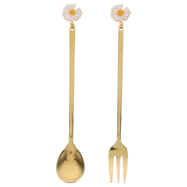 2 tenedores y cucharas de postre de acero inoxidable, minicucharas de café, tenedores de repostería, cucharas de té para postres, aperitivos, ensaladas y frutas.