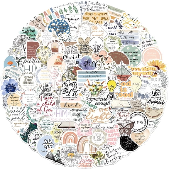 CCOCC 100 Pcs Multipurpose PVC Biblical Themed Religious Stickers,Faith Stickers,Christian Stickers,Bible Verse Stickers