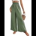 thumbnail image 1 of Pantalones Palazzo de para Mujer, de Pierna , Estilo Bohemio, de Cintura Alta, Informales, para Estar en Casa, para Vacaciones en la Playa. Verde M, 1 of 9