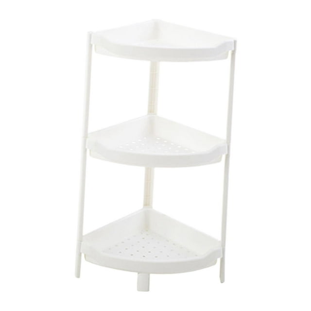Lipstore Bathroom Storage Rack Bathroom Standing Shelf Towel Rack Triangle Corner Shelf 3 layer White