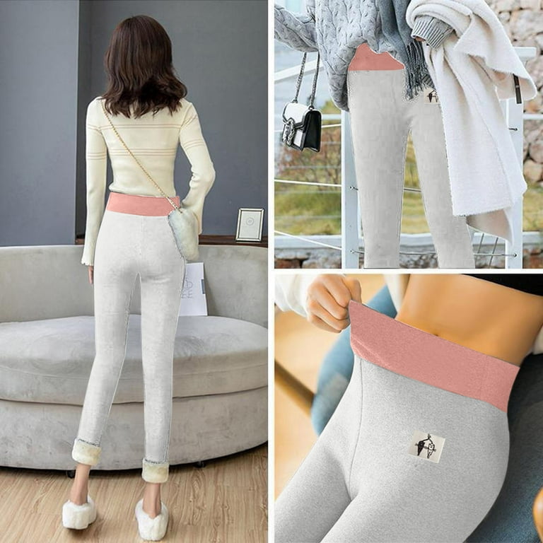 EQWLJWE Fleece Lined Thermal Leggings for Women Plus Size Warm Winter Yoga  High Waist Compression Tight Pants 