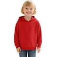 thumbnail image 4 of Hjtefg Kids Solid Hooded Sweater, Long Sleeve Pullover with Lined Interior, Cozy Casual Outerwear for Toddler to Teen, Warm Thermal Layer Top,Color: Red Size: 6-7 Years, 4 of 4