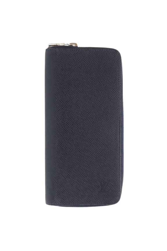Pre-Owned Louis Vuitton Zippy Wallet Vertical Taiga M30510 Navy Long LV...
