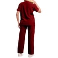 thumbnail image 4 of Slim Fit Stretchy Scrubs Womens Jogger Scrub Set Slim Jogger Scrubs with Tuck-In Top for Women Wine XL, 4 of 6