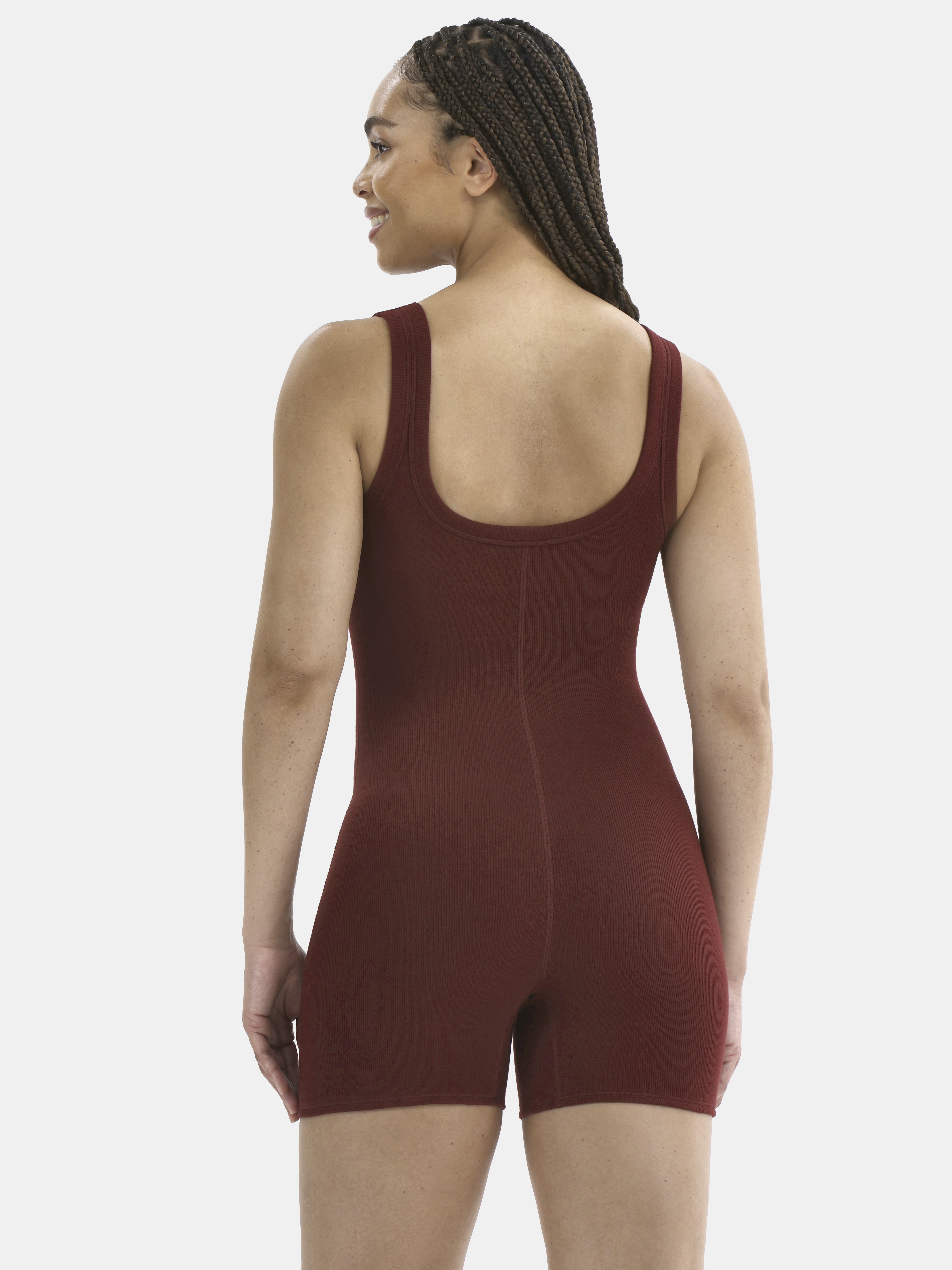 No Boundaries Cotton Stretch Ribbed Cozy Romper, Women’s XS-XXXL