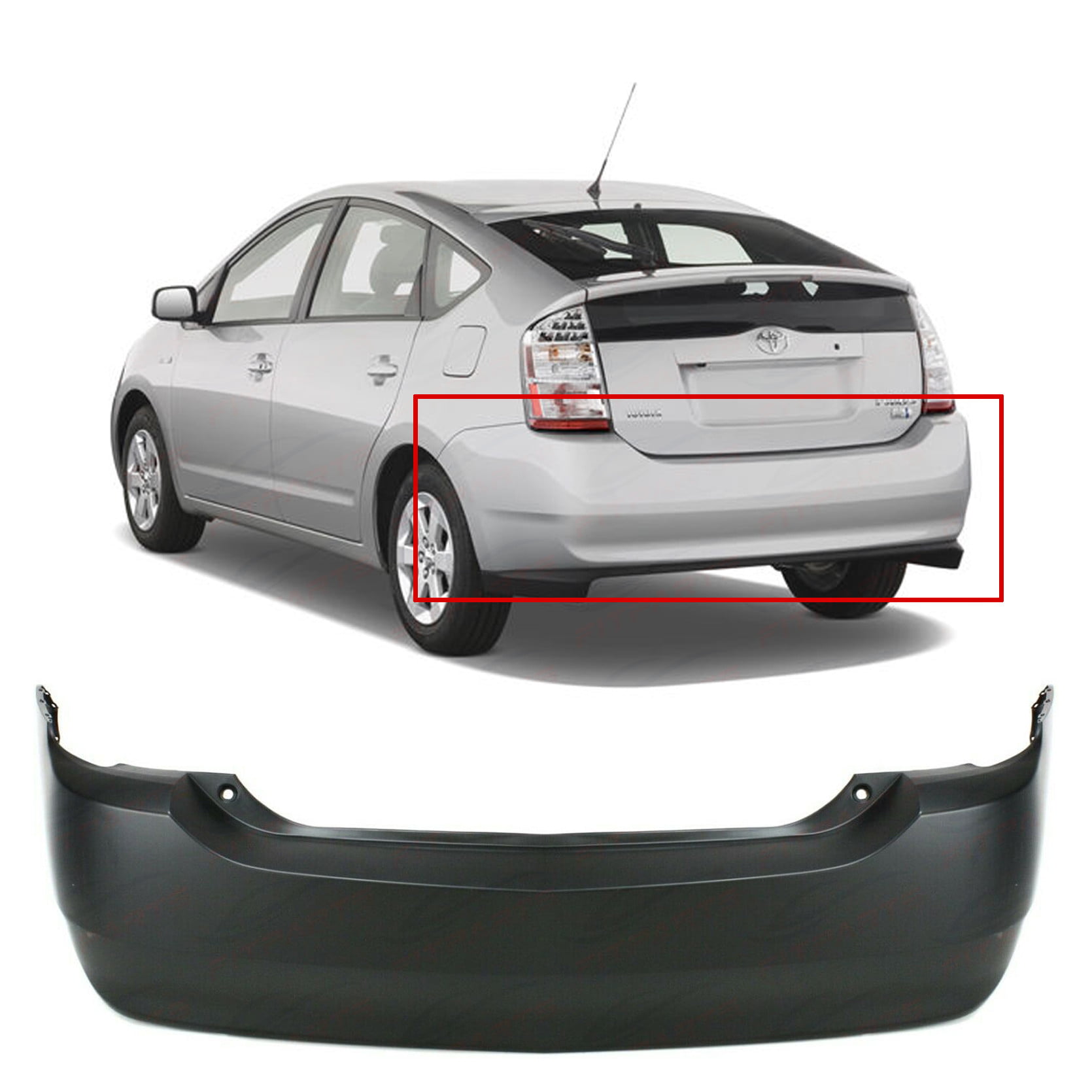 Bumper Cover Set of 2 Compatible with Toyota Prius 2004-2009 Front and Rear Primed