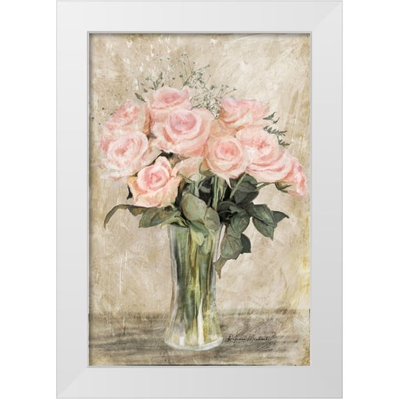Murdock, Ramona 11x14 White Modern Wood Framed Museum Art Print Titled - Pink Rose Vase