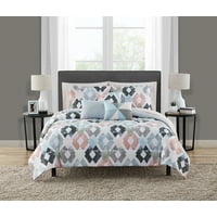 Mainstays Reversible Marble Diamond 8-10 Piece Bed in a Bag Bedding Set w/BONUS Sheet Set + Pillows