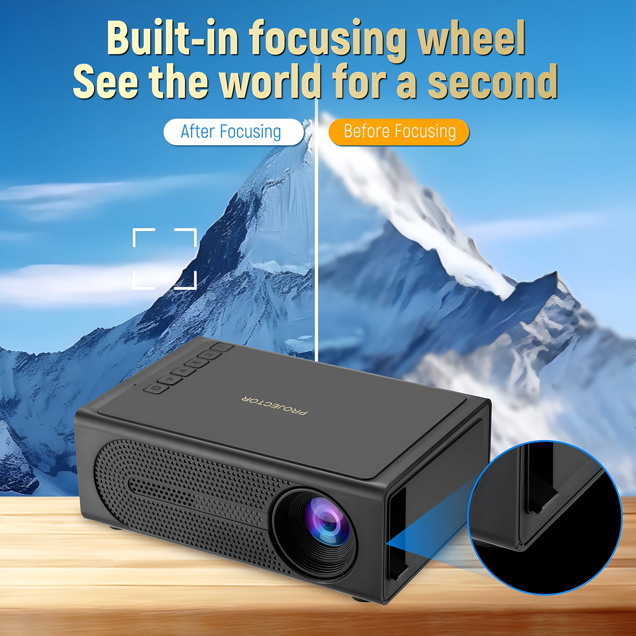 GJX 2026 New Mini Projector-Portable 1080P Hd Led Home Theater Projector with Smartphone Sync,For Movies/Gaming/Outdoor for Bedroom,Living Room,Office,Travel,(Wire/Wireless Compatible)