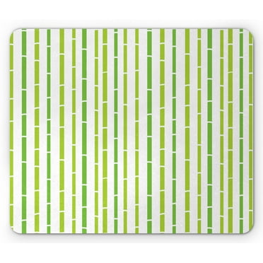 Geometric Forest Mouse Pad, Bamboo Illustration in Green Shades Abstract Chinese Vegetation, Rectangle Non-Slip Rubber Mousepad, Lime Green Fern Green, by Ambesonne