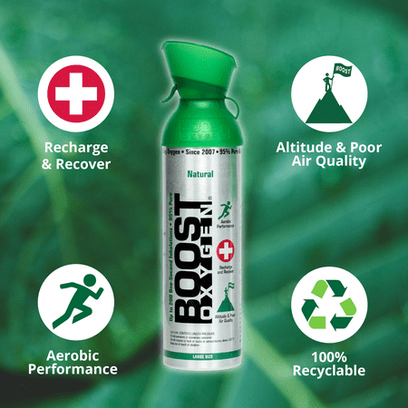 Boost Oxygen Large Natural 10L Canister | Respiratory Support for Aerobic Recovery, Altitude, Performance & Health (5 Pack)
