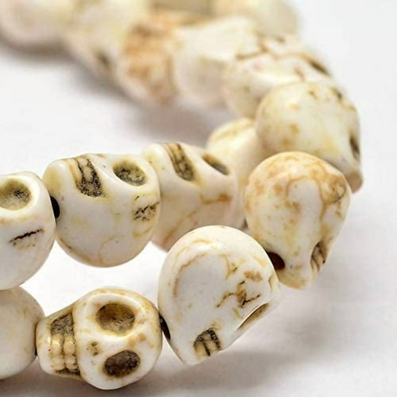 490 Pcs Skull Beads Creamy White Skull Spacer Beads Synthetic Turquoise Bead Strands Halloween Beads White Skull Beads Skull Shape for Jewelry Making 0.31x0.23x0.27inch