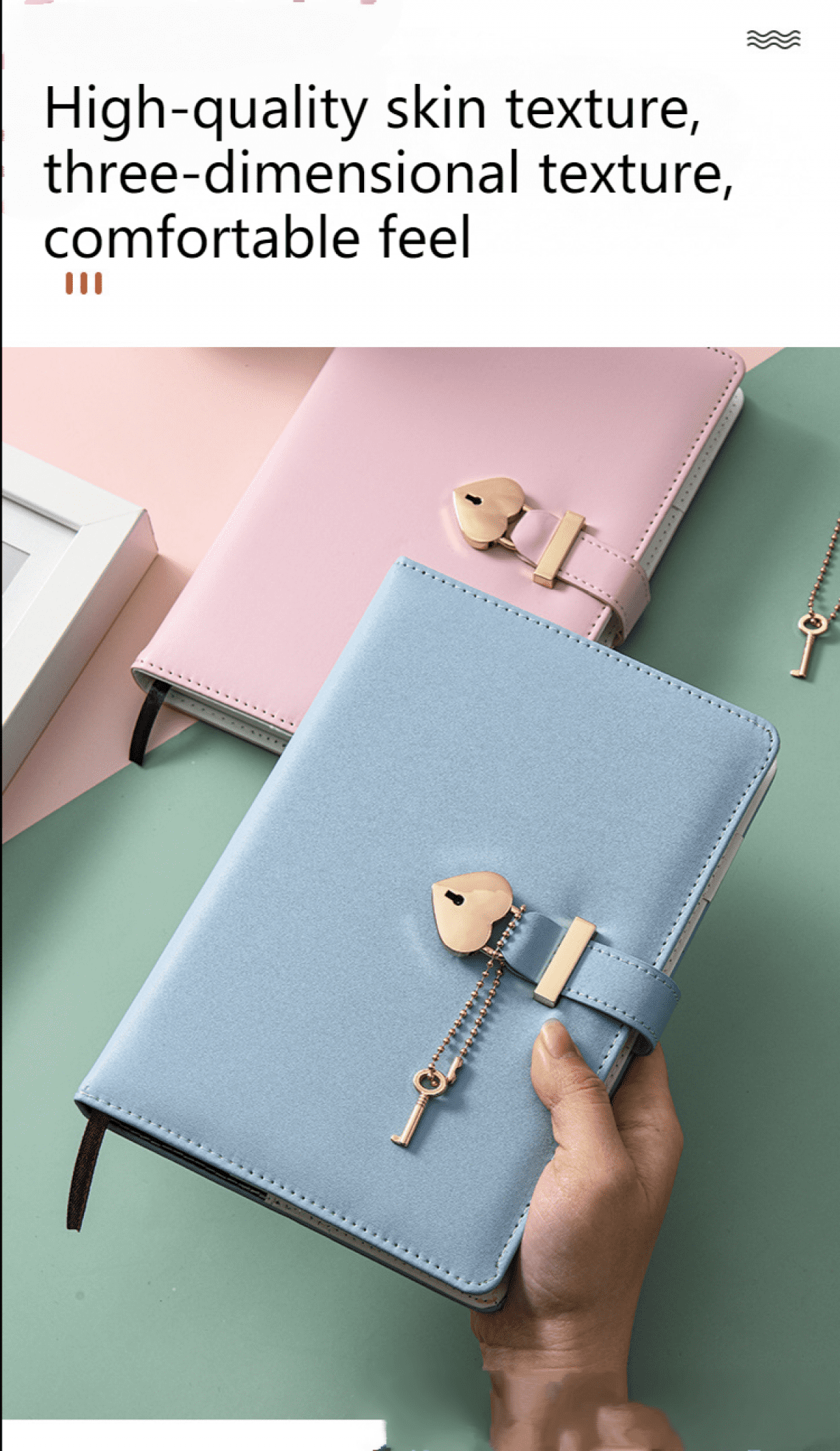 XYCCA HeartShaped Lock Diary with Key, Pink Diary with Lock for Girls