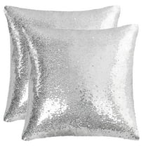Unique Bargains 2 Pack Sequins Decorative Throw Pillow Covers 16" x16" Silver Tone
