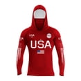 thumbnail image 2 of Domuza Upf 50+ Fishing Shirts for Men American Flag Pattern Long Sleeve Sun Protection Hoodie Summer Outdoor Running Hiking Rash Guard Tops Red S, 2 of 4