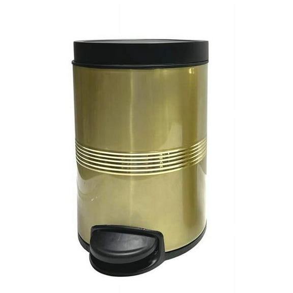 5 Liter Stainless Steel Step Garbage Trash Can with Lid, Gold