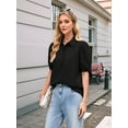 thumbnail image 4 of Women'S Button Down Shirts Short Puff Sleeve Collared Dressy Casual Blouse Tops Black XL, 4 of 8