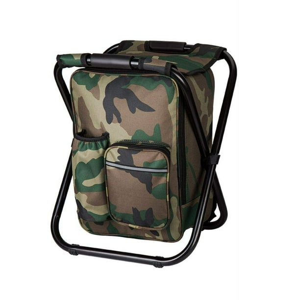 FCFKUK Bright starl Mochila plegable multifunción para refrigerador y taburete, bolsa de mesa con asiento de camuflaje para senderismo, equipo para acampar para exteriores, pesca en interiores, viajes