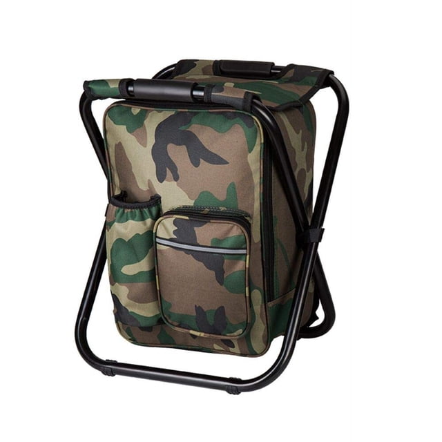 FCFKUK Bright starl Mochila plegable multifunción para refrigerador y taburete, bolsa de mesa con asiento de camuflaje para senderismo, equipo para acampar para exteriores, pesca en interiores, viajes