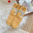thumbnail image 2 of Womens 3D Bear Face Fuzzy Socks Soft Cosy Slipper Warm Winter Thick Plush Crews Sock Home Sleeping Sock Hosiery Home Sleeping Yellow, 2 of 4