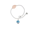 thumbnail image 2 of Delight Jewelry Silvertone Hot Blue Giraffe Print Spinner - Rose Goldtone Leaf Delicate Bracelet, 6.25+1.75", 2 of 4