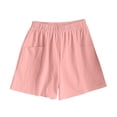 thumbnail image 7 of Costeam Womens Linen Blend Elastic Waist Casual Shorts Loose Fit with Side Pockets Lightweight Solid Color Summer Beach and Daily Wear Shorts, 7 of 7