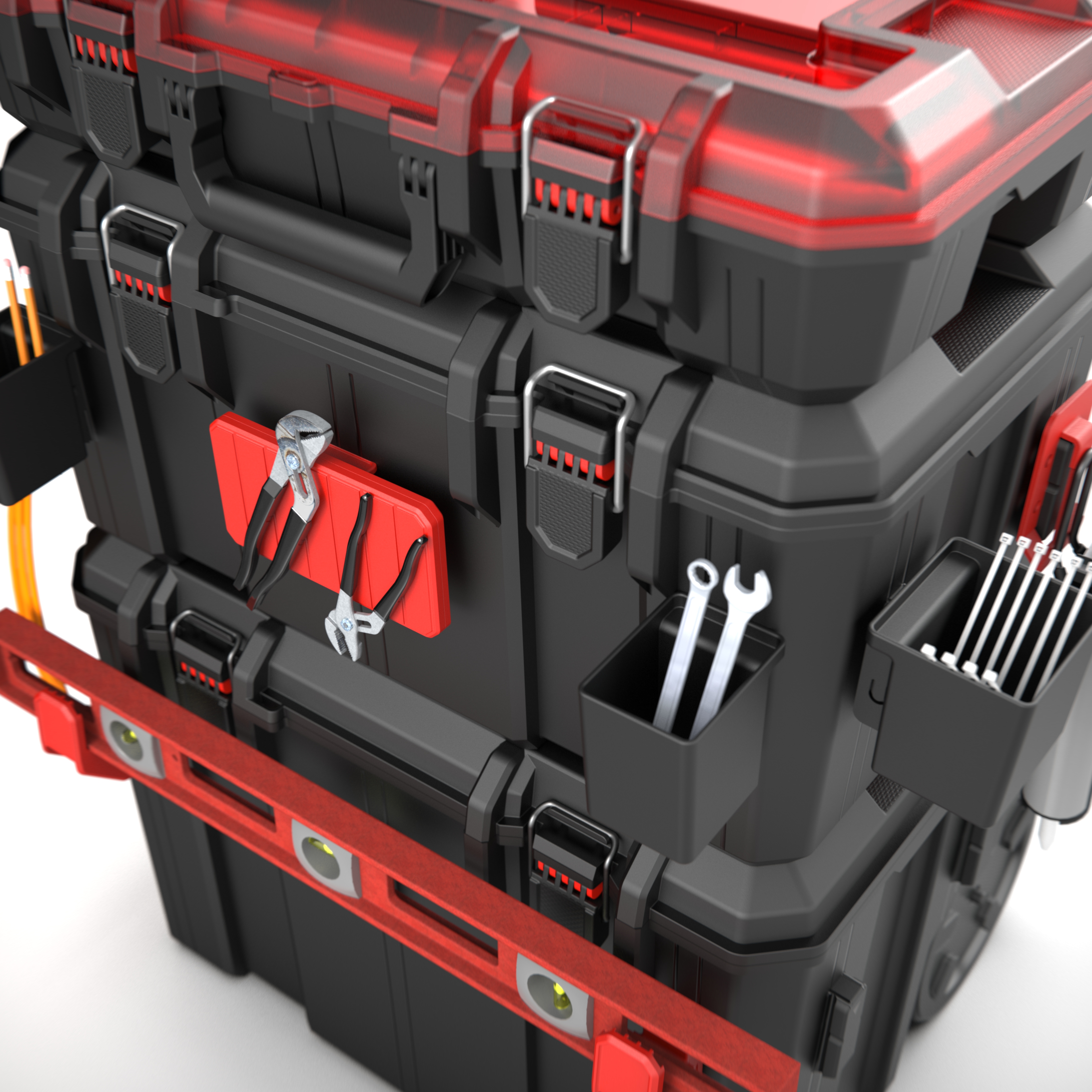 Sistema modular de caja de herramientas rodante de 3 piezas Hyper Stack, negro 4
