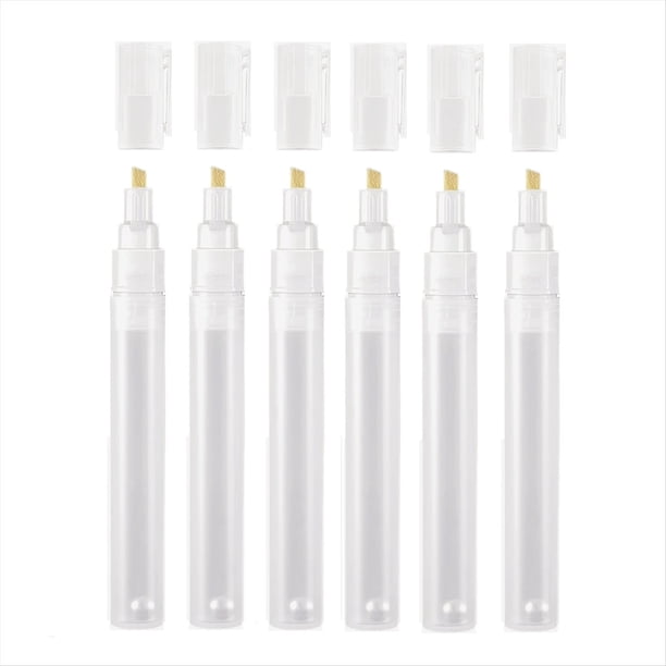6 Marcadores de Bolígrafo de Retoque de Pintura en Rellenables Vacíos, Rotuladores Pintura de Cabeza Inclinada Redonda para Kit de Manualidades de Pintura Artística de 6 mm