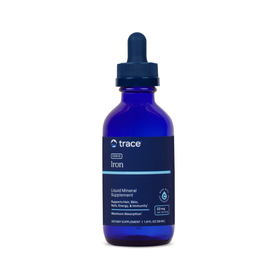 Trace Minerals Iron Liquid Supplement, 22 mg Ferrous Sulfate, 1.9 fl oz, Gentle on the stomach, High-absorption ionic form, Supports energy and immune health, 46 servings per bottle, Mix into juice