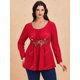 thumbnail image 2 of Camiseta de Aplicación de Flor de Talla Grande Rosegal  Mangas largas de talla grande, 2 of 5