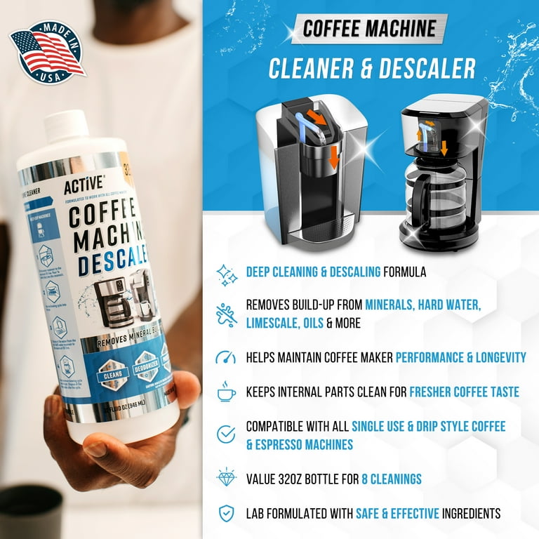 ACTIVE Coffee Machine Descaler 32oz 8 Uses for Keurig Nespresso Breville Delonghi Jura Ninja Walmart