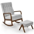 thumbnail image 6 of Amijoy Nursery Rocking Chair w/ Ottoman, Upholstered Rocker Chair w/ Footrest, Stable Rubber Frame & Tufted Backrest, Modern rocking chairs in the living room, 6 of 7