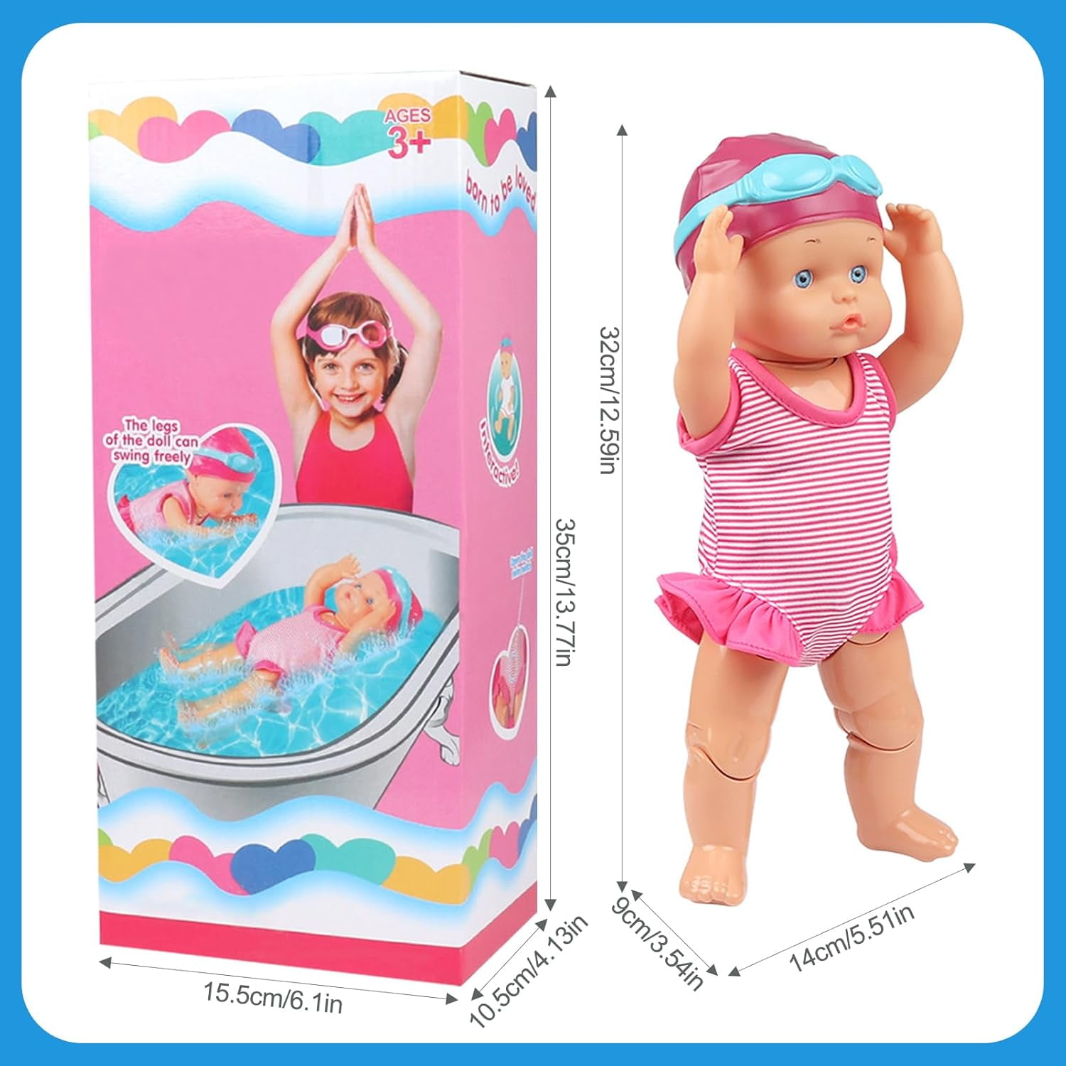 Swimming Baby Doll Toy for Girls,Waterproof Swimming Doll,Swimming Baby Doll Toy In for Pool Bathtub Bath,Swimming Dolls for Childern Kid Girls Water Fun Toy