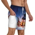 thumbnail image 2 of Kdxio Lantern On Snow Print Men'S Swim Trunks With Compression Liner 7 Inch Inseam Quick Dry Swim Shorts, 2 of 7