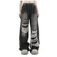 thumbnail image 1 of Baggy Jeans For Women Men Ripped Straight Leg Pants High Waisted Distressed Jeans Summer Jeans, 1 of 6