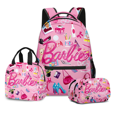 thumbnail image 2 of Cartoon Movie Barbie Teen Student School Bag Backpack Lunch Bag Pencil Case Three-piece Set, 2 of 4