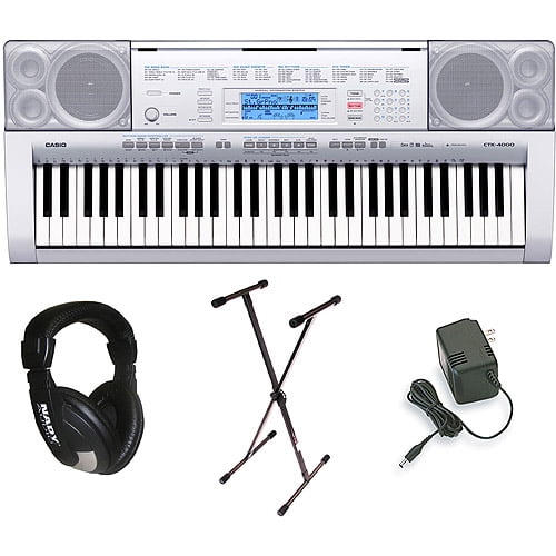 Casio CTK-4000 Premium Keyboard Pack with Power Supply, Keyboard Stand and  Professional Closed Cup Stereo Headphones